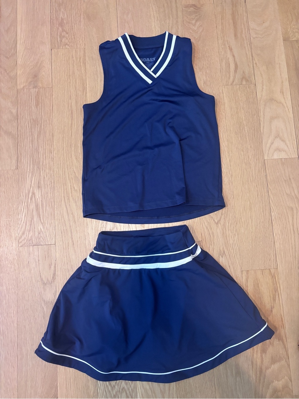 Navy Athletic Two-Piece Tennis Set with White Trim, XS
